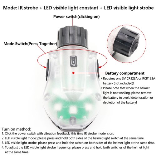 Tactical IR Strobe Helmet Light Military Identification Light with LED Visible Light Constant-on & Strobe Survival Signal Light (Tan-Green)
