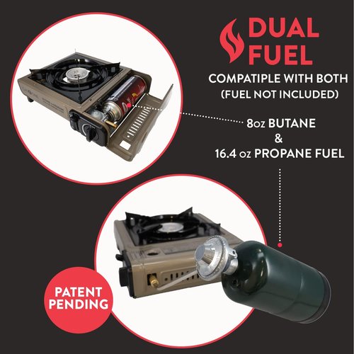 Gas One GS-3400P Propane or Butane Stove Dual Fuel Stove Portable Camping Stove - Patented - with Carrying Case Great for Emergency Preparedness Kit