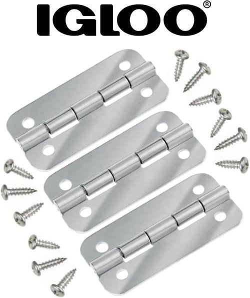 Igloo Cooler Heavy Duty Stainless Steel Hinges for Ice Chests (Set of 3)