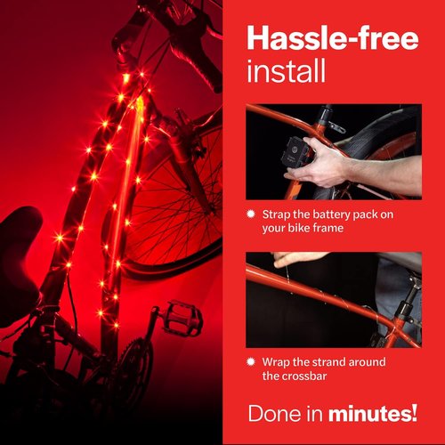 CosmicBrightz LED Bike Frame Rope Light - 6.5ft Battery-Powered String with On/Off Switch - Ultra Bright & Fun for Kids, Teens, & Adults