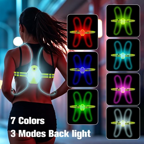LED Reflective Running Vest for Women and Men, Safety USB Rechargeable Reflective Gear for Night Runners, Bikers, and Walkers (Green)