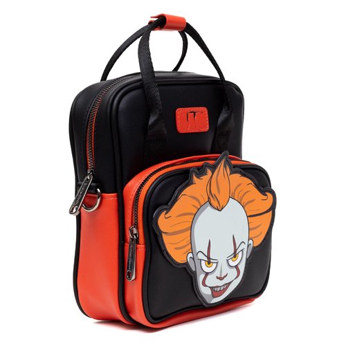 Horror Movies Vegan Leather Crossbody Backpack for Men and Women with Adjustable Strap, It Pennywise Smiling Face Applique