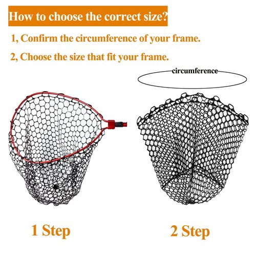 Replacement Rubber Fishing Net for Fish Fly Fish Landing Net Bag for Freshwater Saltwater Rubber Silicone Mesh