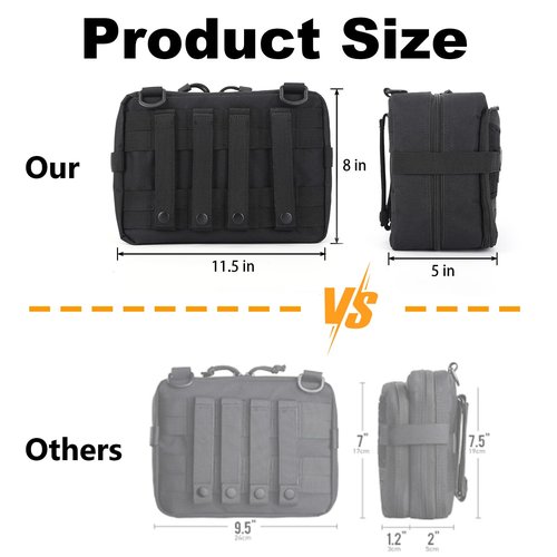 Korialia Tactical Pouch Large Molle Bag: EDC Gear Pouches, Expandable Accessories Organizer, Medical Pocket, Traveling Bags