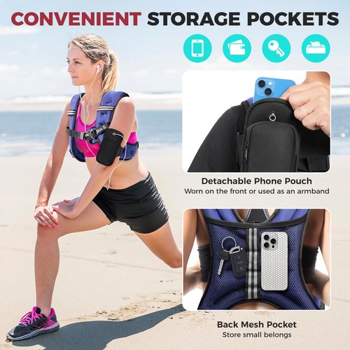 BAGAIL Weighted Vest, 5lb Weight Vest with Detachable Phone Pouch, Rucking Vest for Women, Men, Walking, Weight Loss, Training, Running