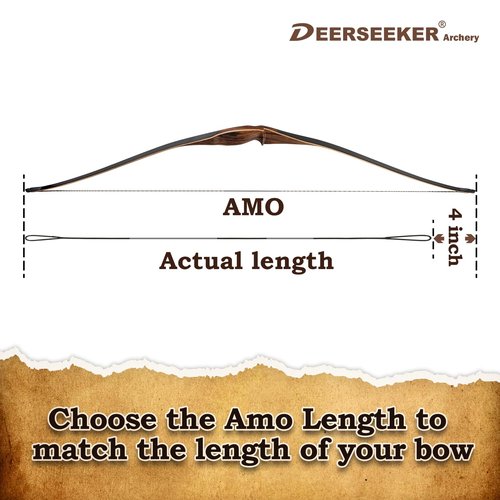 Deerseeker Flemish D97 Bow String Handmade Twist Bowstring 16 Strands 54-70in Fast Flight for Traditional Longbow Recurve Bow Replacement Archery Accessories (Brown+Black, AMO 62"(Actual Length 58"))