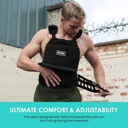 MVRK Adjustable Weighted Vest - Tactical MOLLE Fitness Training Vest with 3.75, 5.75, 8.75lbs. Plates - Adjustable & Slim Design for Running, Lifting, Hiking, Strength Training - Workout Equipment