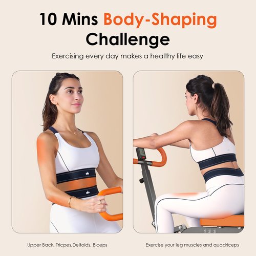 SogesHome Squat Machines Rowing Machine, Foldable & Full Body Exercise Workout Equipment, Row and Ride Squat Machine 330 LBS Weight Capacity, Glute Trainer Machine (Orange)