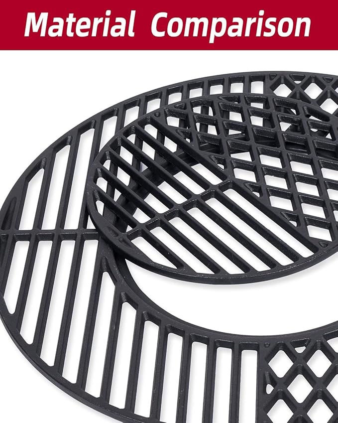 X Home 8835 Cast Iron Grill Grate Replacement Gourmet BBQ System for Weber 22 Inch Kettle, Performer & Charcoal Grills, 21.5 Inch