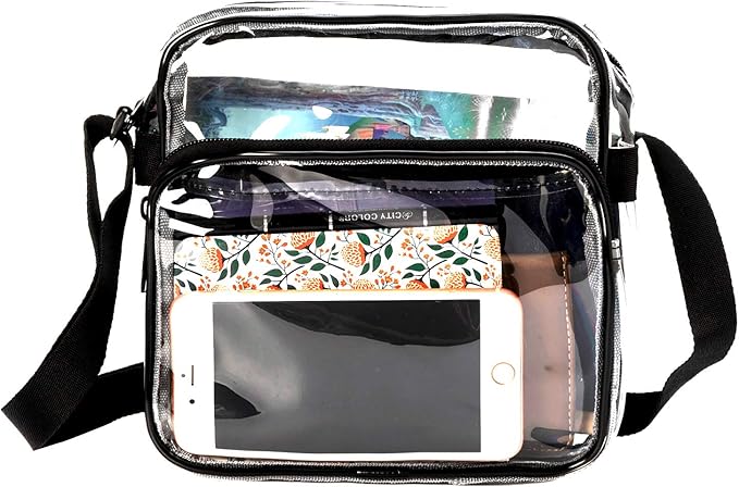 K-Cliffs Heavy Duty Clear Tote Deluxe See Through Messenger Work Bag Durable Transparent PVC Lunch Bag
