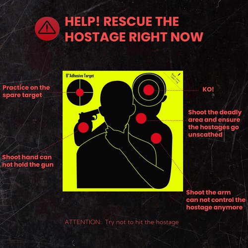 Lipulacer 8x8 inch Hostage Targets, Multi-Bullseye Splatter Target Rescue The Hostages, Shots Burst Bright Fluorescent Yellow Shooting Targets for Target Practice - 20Pack