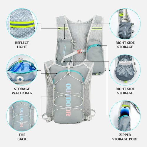 Hydration Backpack with 2L Water Bladder, Water Bottle Backpack for Women&Men,5 oz Ultra Lightweight Water Backpack for Running Cycling Hiking Camping