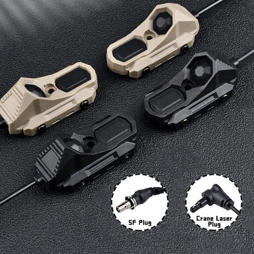 okyass Tactical Modular Wire Dual Button Remote Activation Pressure Switch for M600/M300 Series Scout Flashlight and Light (Crane Laser Plug, Black)