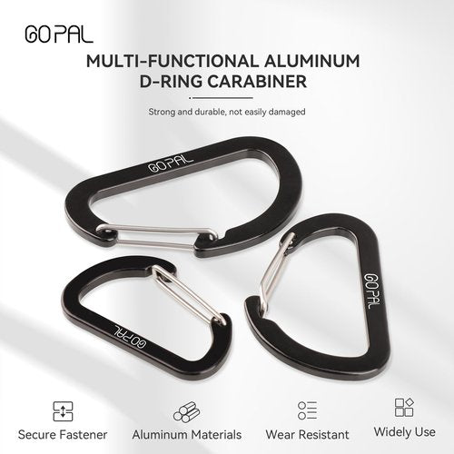 Black Carabiner Clip - 2.3" Small Carabiners Clips for Keys Water Bottle Dog Leash Camping Hiking Carabiners Keychain Clip Caribiner Hooks Aluminum Carbineers Mini Carabiner Clip 8PCS, GP02