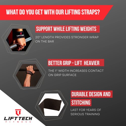 Lift Tech Fitness Weight Lifting Straps for Men & Women - Cotton Gym Straps for Weightlifting, HIIT, Strength Training - Pull up & Deadlift Straps - Tan, One Size