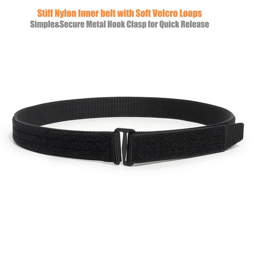 TACNEX 2" Police Duty Gun Belt with Hook Inner Lining Security Buckle 4 Keepers Quick Release Under Belt with Metal Hook Clasp M