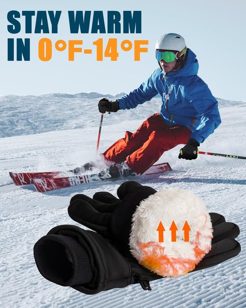 RIGWARL Thick Winter Gloves Men Women, Gloves for Cold Weather with Extended Cuffs, Warm Thermal Windproof Touchscreen Glove for Running, Hiking, Skiing, Snow, Walking The Dog, Camping, Biking