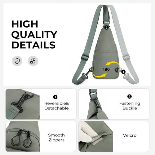 PIG PIG GIRL Small Sling Bag for Women, Lightweight Crossbody Bags for Women Water Resistant Small Sling Backpack for Travel Daily, Army Green