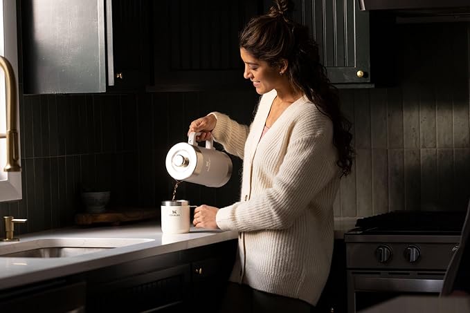 Stanley Classic Stay-Hot French Press Coffee Maker 48 oz | 5 Minute Brew, 4 Hours Hot | Mesh Filter for Coffee Grounds | Insulated Stainless Steel French Press | BPA-Free | Ash.