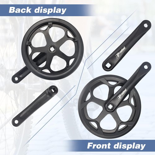 Prowheel Crankset 170mm 48T Crankset 170mm Universal Square Crankset Set Double Chain Cover 170MM Crank Aluminium Alloy Arm for Single/1/6/7/8 Speeds City Bike,Fat Bike,E-Bike,Folding Bike