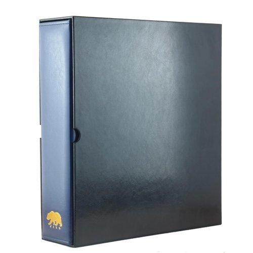 Ursae Minoris Manor Library Deluxe 3 Q-Ring Standard Format Binder for Up to 900 Sports / Trading Cards - Deep Blue with Black Slipcase