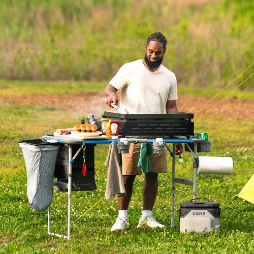 CORE Hanging Organizer | Fits The 4 Foot Outdoor FlexRail Camp & Cook Table | Portable for Beach, Picnic, Backyards, BBQ, Tailgate, Patio, and Party