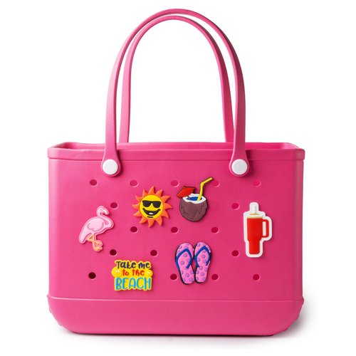 BULKITEM 6Pcs Summer Beach Charms for Bogg Bag Accessories, Decoration Accessories for Beach Tote Bag Rubber Baseball Gifts Beach Bag Accessories