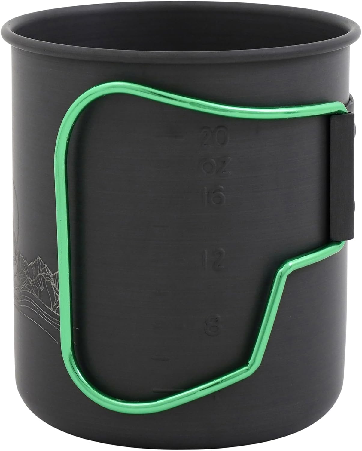 Olicamp Space Saver Camping Mug with Colored Grip, Nests Nalgene Bottle Inside, Lightweight and Compact, Perfect for Camping and Backpacking, Black