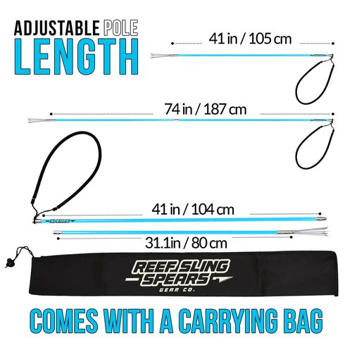 Hawaiian Sling Fishing Spear Set - Travel Fiberglass Pole Spear Harpoon for Spearfishing with 3 Prong Paralyzer Tips 5' - Fishing line Holder and Travel Bag Included for Spear Fishing Equipment