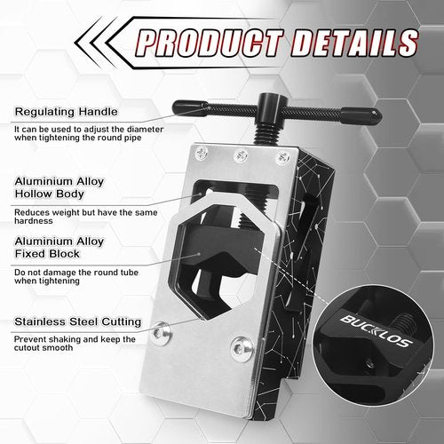 BUCKLOS Bike Saw Guide for Mountain Road Bike Fork Steerer Seat Post Handlebar Carbon Fiber Aluminium Alloy Tubes Cutting Tool, Adjustable Cycling Repair Parts Bicycle Saw Guide for Tube Cutting