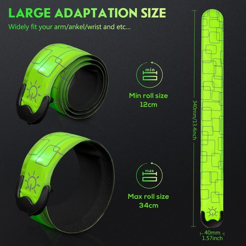 Simket Reflective LED Armband Rechargeable for Running(4 Pack), Running Lights for Runners, Running Lights, High Visibility Reflective Running Gear Adjustable Light Up Arm Bands for Men Women Kids