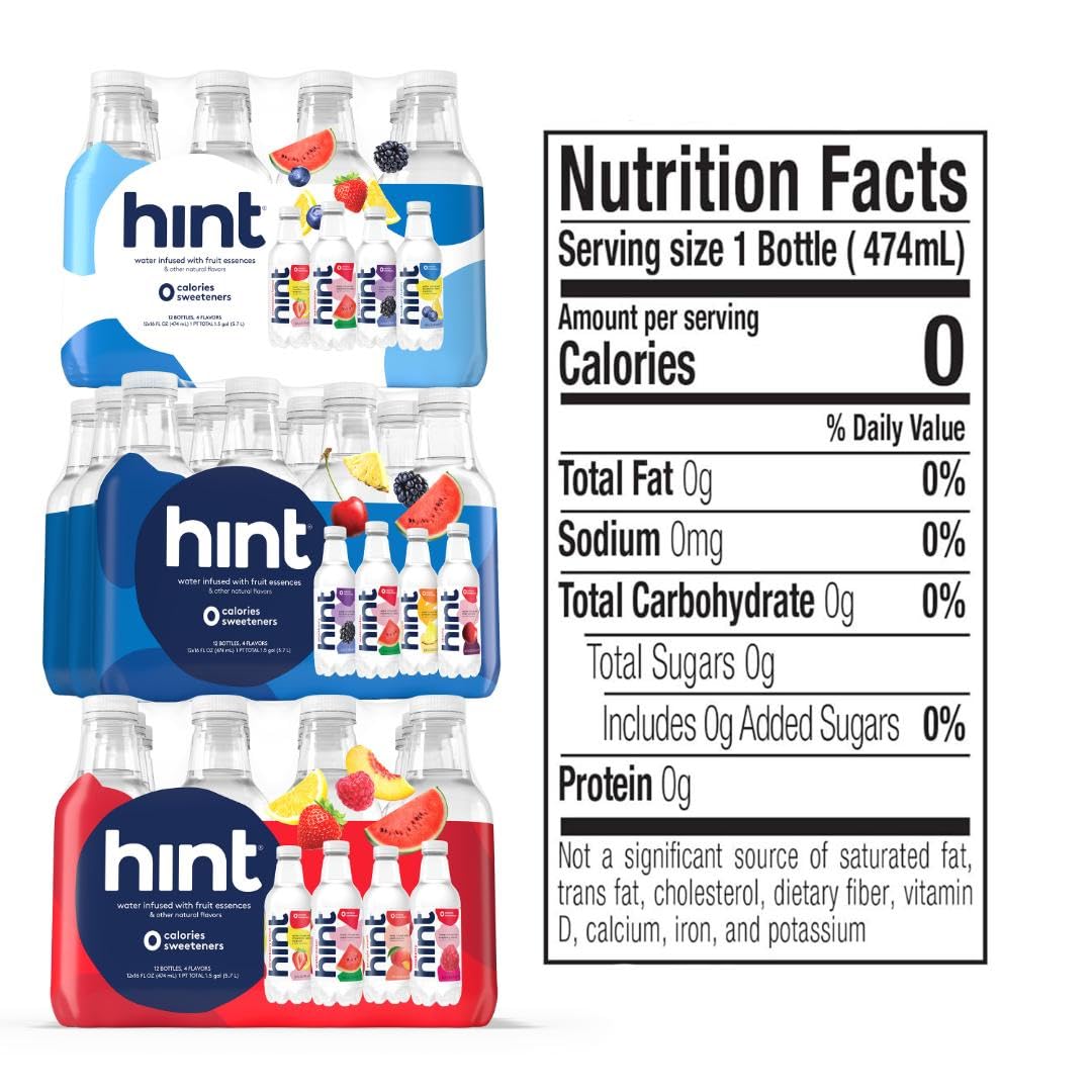 Hint Bottled Water, Best Sellers Variety Pack Bundle - Purified Flavored Water with Zero Calories, Sugar Free, Natural Flavors - 16 Fl Oz (Pack of 36)