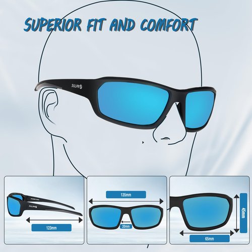 SOL PRO Polarized Riding Sunglasses Foam Padded Wraparound Fit Men Women Motorcycle Driving Running Cycling Fishing