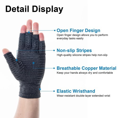 Generic 1 Pair Half Finger Exercise Pressure Gloves, Outdoor Fitness Care Training Rehabilitation Riding Silicone Anti-Skid Gloves, Outdoor Cycling Accessories (M), Medium, Grey