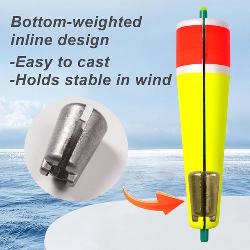 wondersee Fishing Floats Weighted Slotted Peg Popping Floats Slip Bobbers, Pack of 4 (White, 2in)