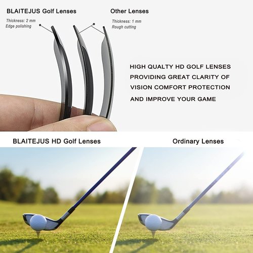 BLAITEJUS Golf Sunglasses for Men Women UV400 Protection Sports Sunglasses Golfing Running Pickleball Glasses (Gun Color/Rose Gold Revo)