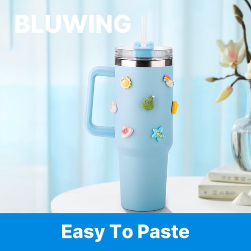 Bluwing 20 Pcs 3D Stickers for Stanley Cups, Water Bottles and Tumblers, Stickers for Girls and Adults,Waterproof Stickers for Hydroflask, YETI(Style 1