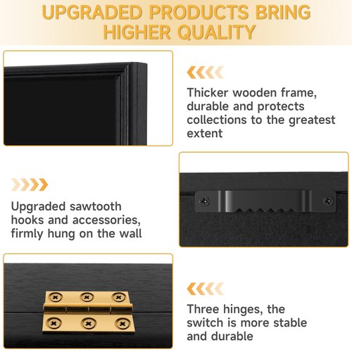 WELIDAY Graded Sports Card Display Case - 35 Baseball Sports Card Display Frame with UV Protection, Clear View Lockable Wall Cabinet for Collectible Trading Card