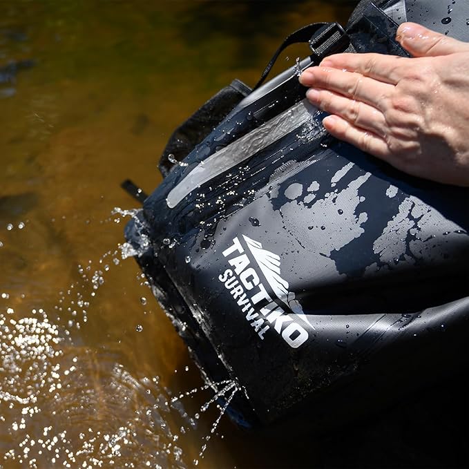 30L Heavy-Duty 100% Waterproof Backpack - Equipment Pocket, Carabiner - Roll Top Floating Dry Bags (Jet Black)