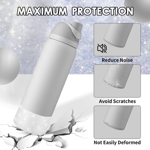 BKBY Protective Glitter Silicone Boot Compatible with Owala 24oz 32oz 40oz, Bling Cup Sleeve Bottom Bumper Cover Compatible with Owala FreeSip, Twist, or Flip Stainless Steel Water Bottles
