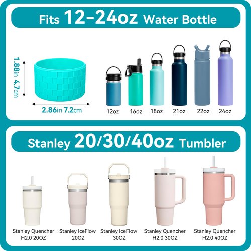 Soledea Silicone Bottom for Stanley Cup, Checkered Pattern Protective Silicone Boot for Stanley & Hydro Flask Water Bottle 12-24oz, Anti Slip Bottom Cover Bumper for Water Sport Bottles