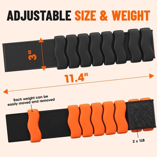 VTORY Wrist Weights, Ankle Weights for Women Men, Adjustable Wrist Weighted Bracelet removable ankle weights for Gym Workout, Running, Yoga, Exercise, Strength Training, Set of 2 (1lb each)