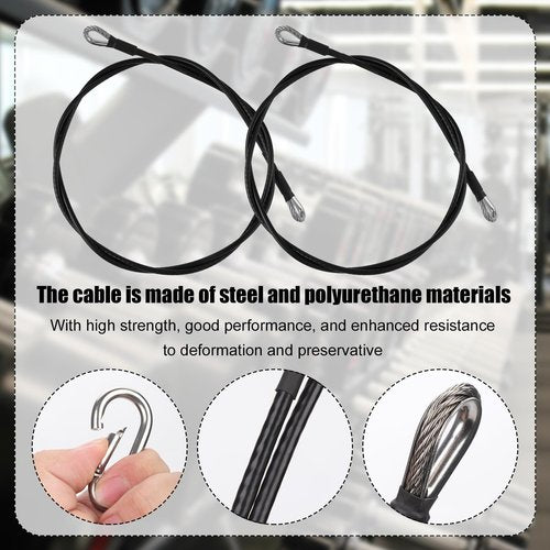 NQEUEPN 2pcs 59in/150cm Fitness Extension Cables, Home Gym Cable Extension with Carabiner for Bowflex Home Gym Machine Accessories for Leg Extensions