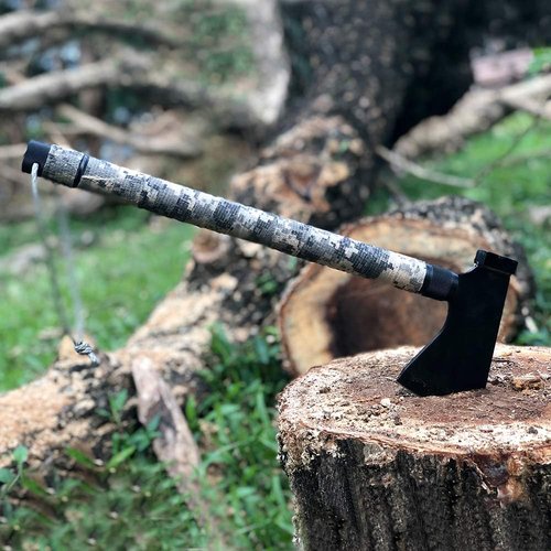 iunio Camping Axe, Hatchet with Sheath, Multi-Tool, Camp Ax, Survival Gear, Folding Portable Tools, for Hiking, Backpacking, Emergency, Hunting, Outdoor