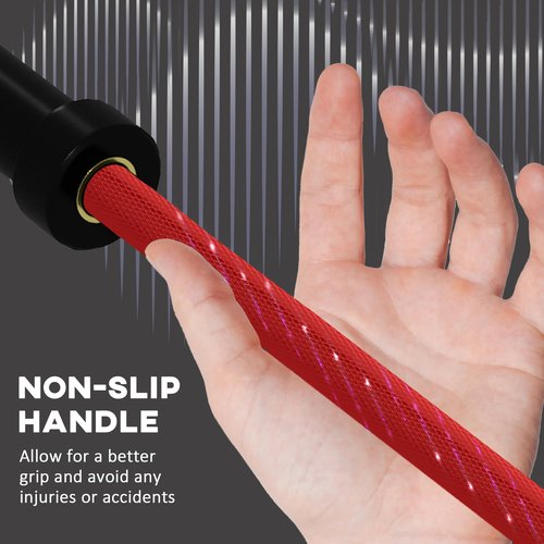 Soozier 7.2ft Barbell Bar, 2 Inch Weight Bar, 44 lbs with Rotating Sleeves and Non-Slip Knurling Grip, 1500lbs Weight Capacity for Weightlifting & Strength Training, Red