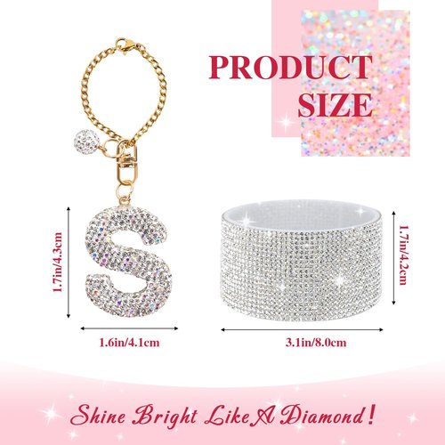 Lingdeer Water Bottle Accessories Set for Stanley Cup 30Oz 40Oz, Bling Letter Charms, Diamond Straw Cover, Glitter Silicone Boot, Personalized Sticker, Bow Straw Topper for Stanley Cup Accessories (S)