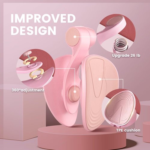 JOYFIYU Thigh Trainer Thigh Exerciser&Resistance Bands,Thigh Toner,Inner Thigh Exercise Equipment,Kegel Exercise Products for Women Tightening,Thigh Exercise Equipment Upgrade 26 Pounds (Pink)