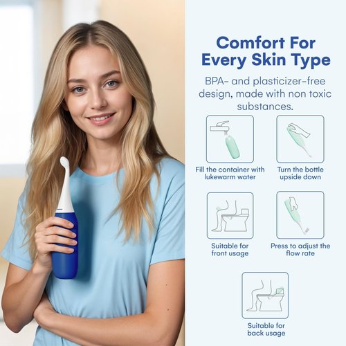 HappyPo The Original Portable Bidet - 300ml Peri Bottle for Moms, Women, and Anyone on The Go - Easy-Bidet 2.0 for Postpartum Care, Travel, Personal Hygiene - Poop Cleaning and Feminine Care (Mint)