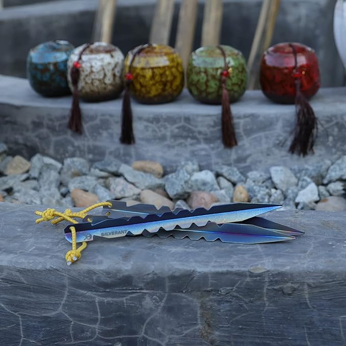 Titanium Tent Stakes, Heavy Duty Tent Spikes Ultralight Tent Pegs with Hook Canopy Stakes for Camping, Backpacking, Gardening-Medium Size-1Pcs