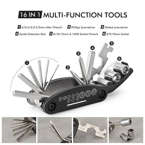Bike Tool Kit, Bike Tire Repair kit with Multitool and Tire Levers for Cyclists on Race or Cycling Adventure(Classical)